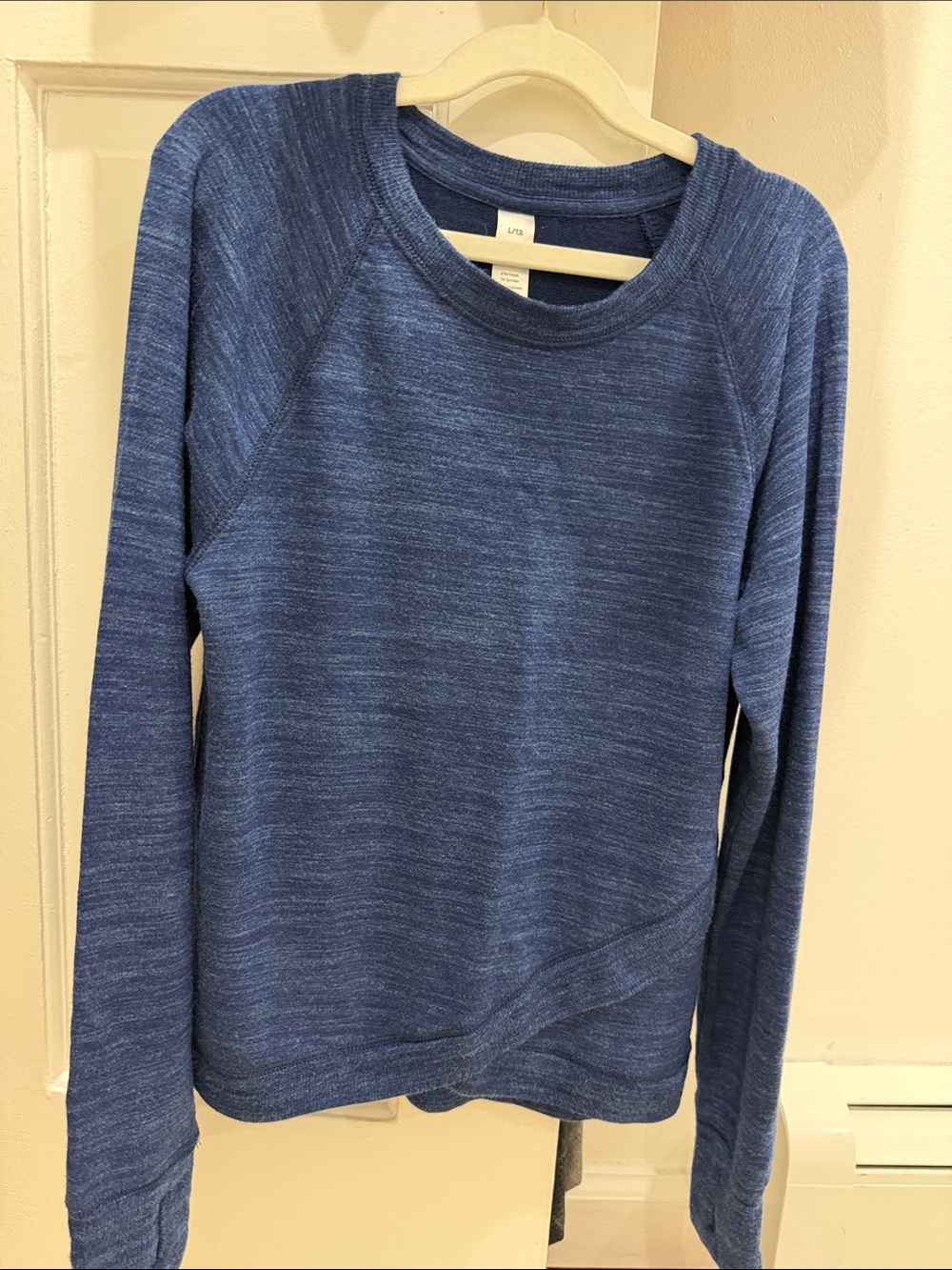 Athleta Heathered Navy Blue Crewneck Pullover